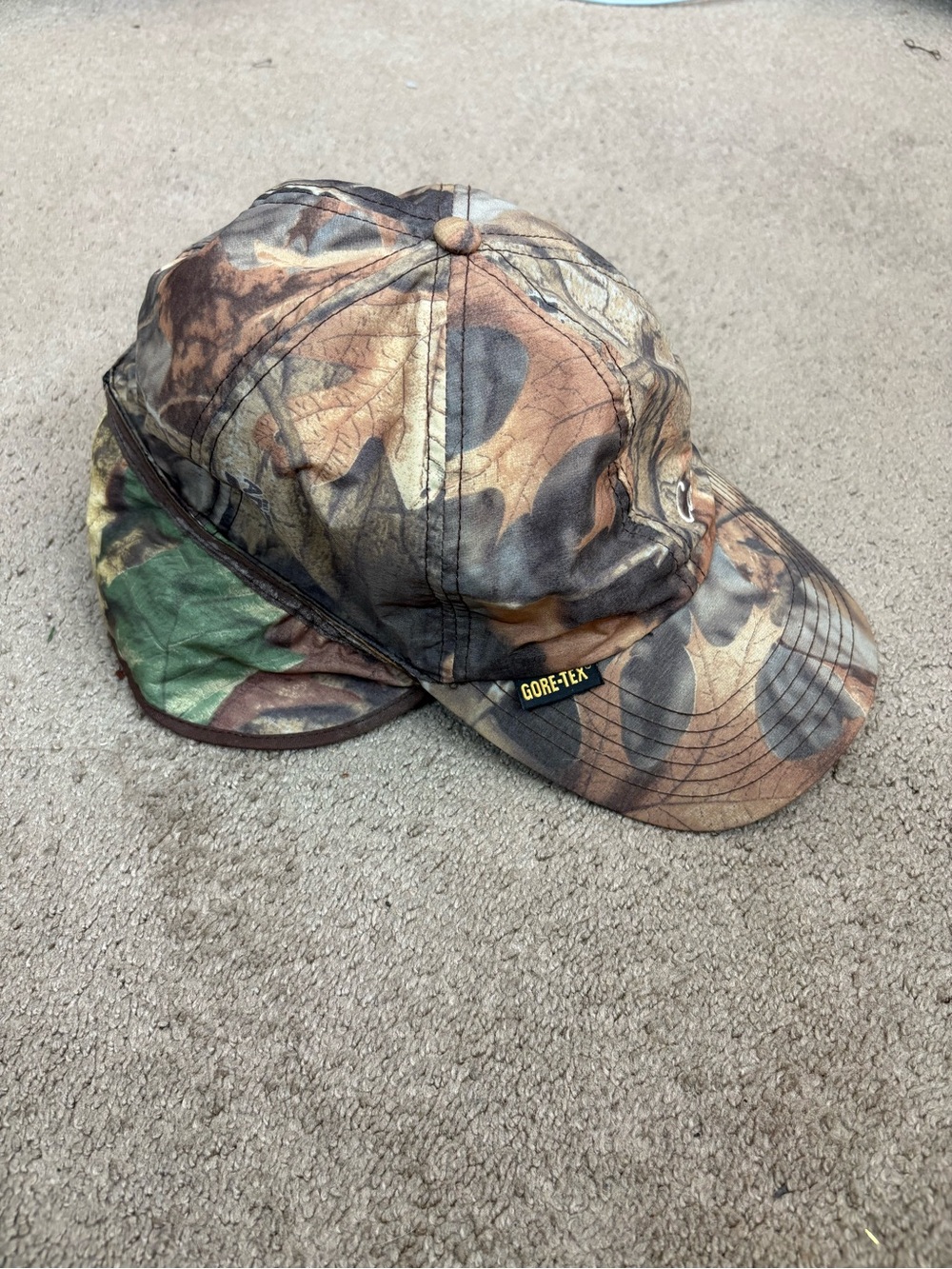 Cabelas Gore-Tex Insulated Classic Woodland Camo Hunting Hat Ear Flaps Mens 2XL